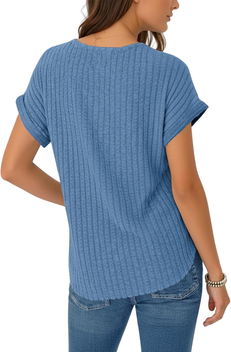 Thumbnail 1 de Cuptacc Damen T-Shirt Leichtes V-Ausschnitt Kurzarm – Basic Tunika, Sommerlook