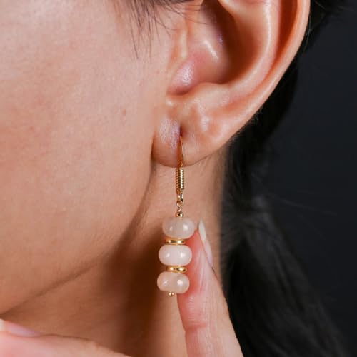 Thumbnail 4 de Gempires Natural Gemstone Rondelle Bead Earrings, Peach Moonstone by GEMPIRES NATURE’S TREASURE