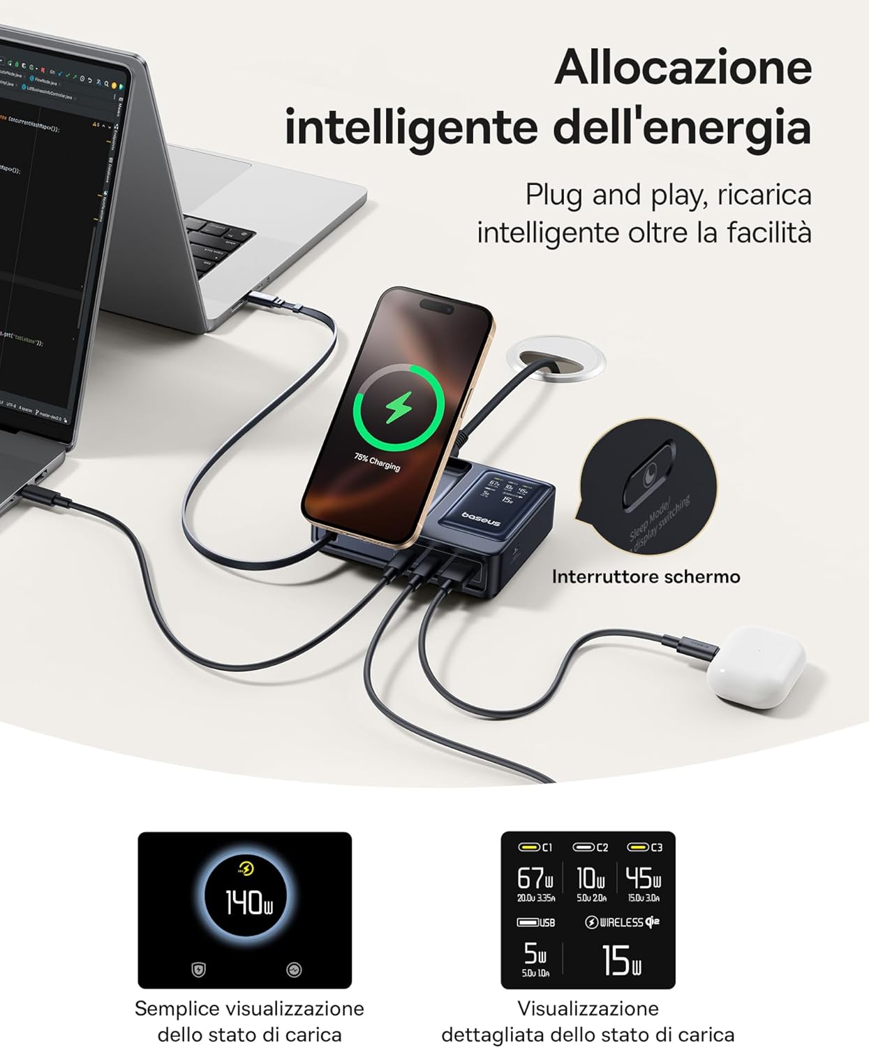 Thumbnail 1 de Baseus NOMOS 5‑in‑1 Stazione di ricarica 140W