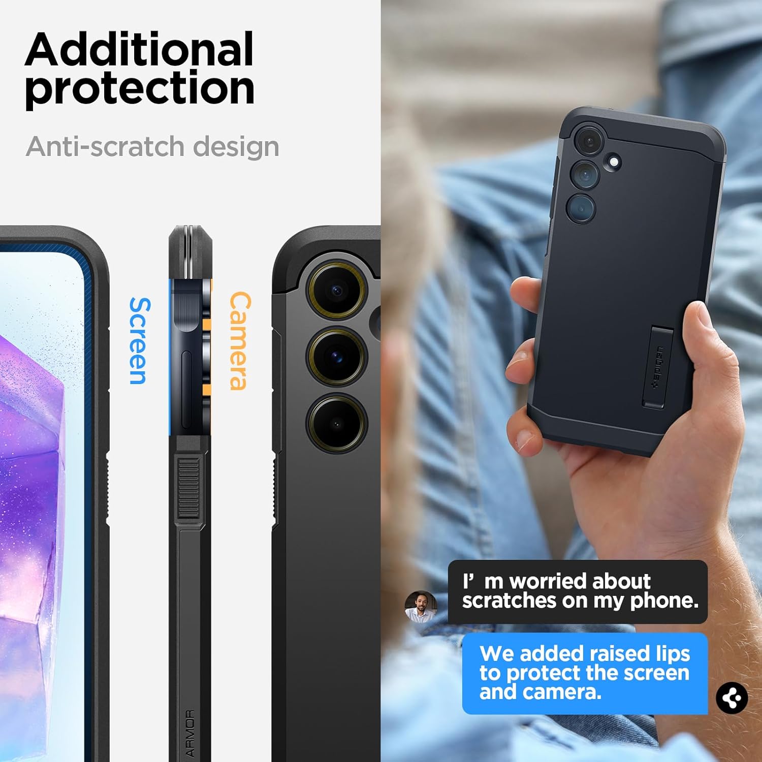 Detalle 2 de Spigen Cover Tough Armor per Samsung Galaxy A55 5G in nero