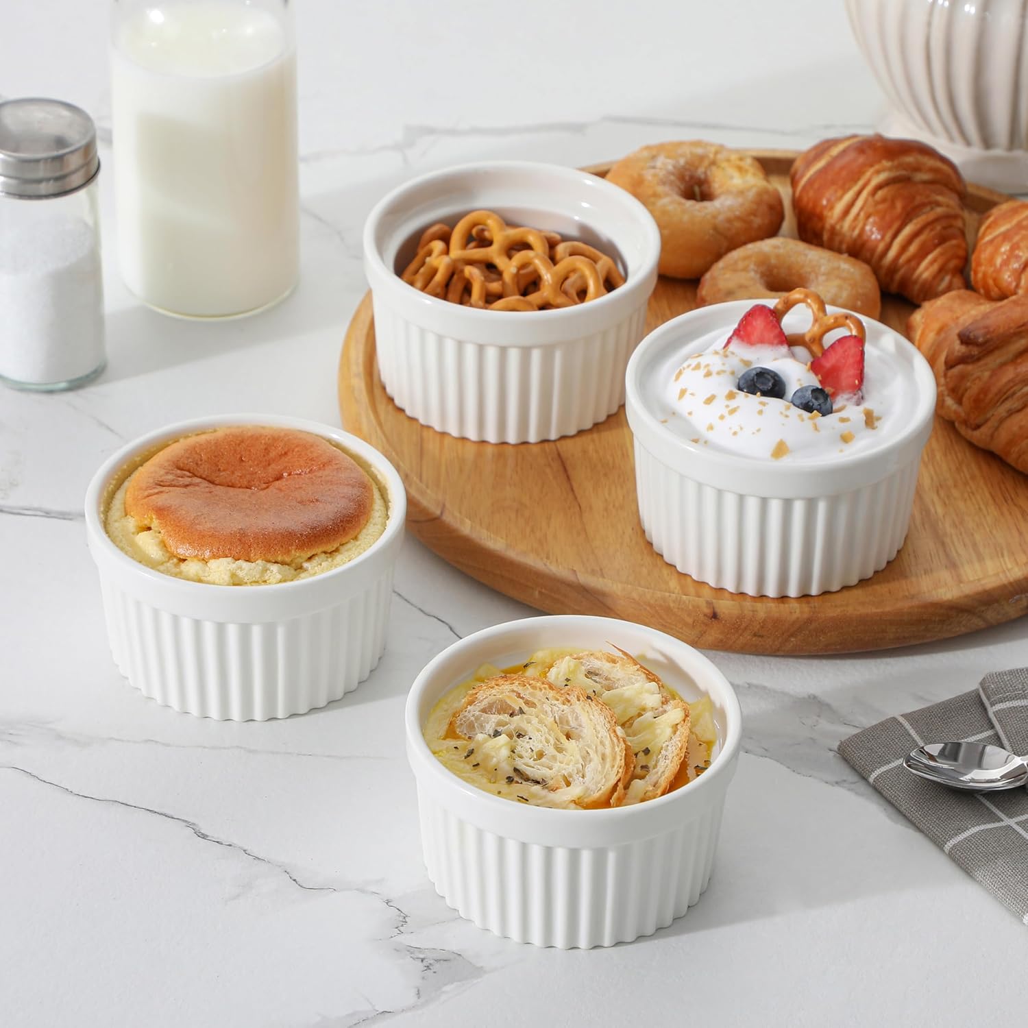 Detalle de MALACASA 8 oz Oven Safe Porcelain Ramekins – Set of 6 (RAMEKIN-DISH)