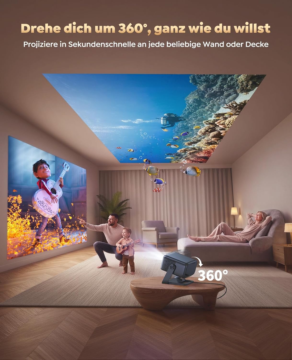 Detalle de Smart Beamer mit Google TV und 30W Lautsprechern – PUTRIMS P66 4KLED Beamer