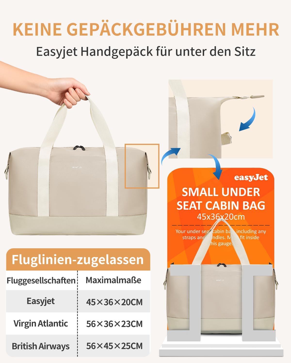 Detalle 2 de ECOHUB 30L Reisetasche Handgepäck