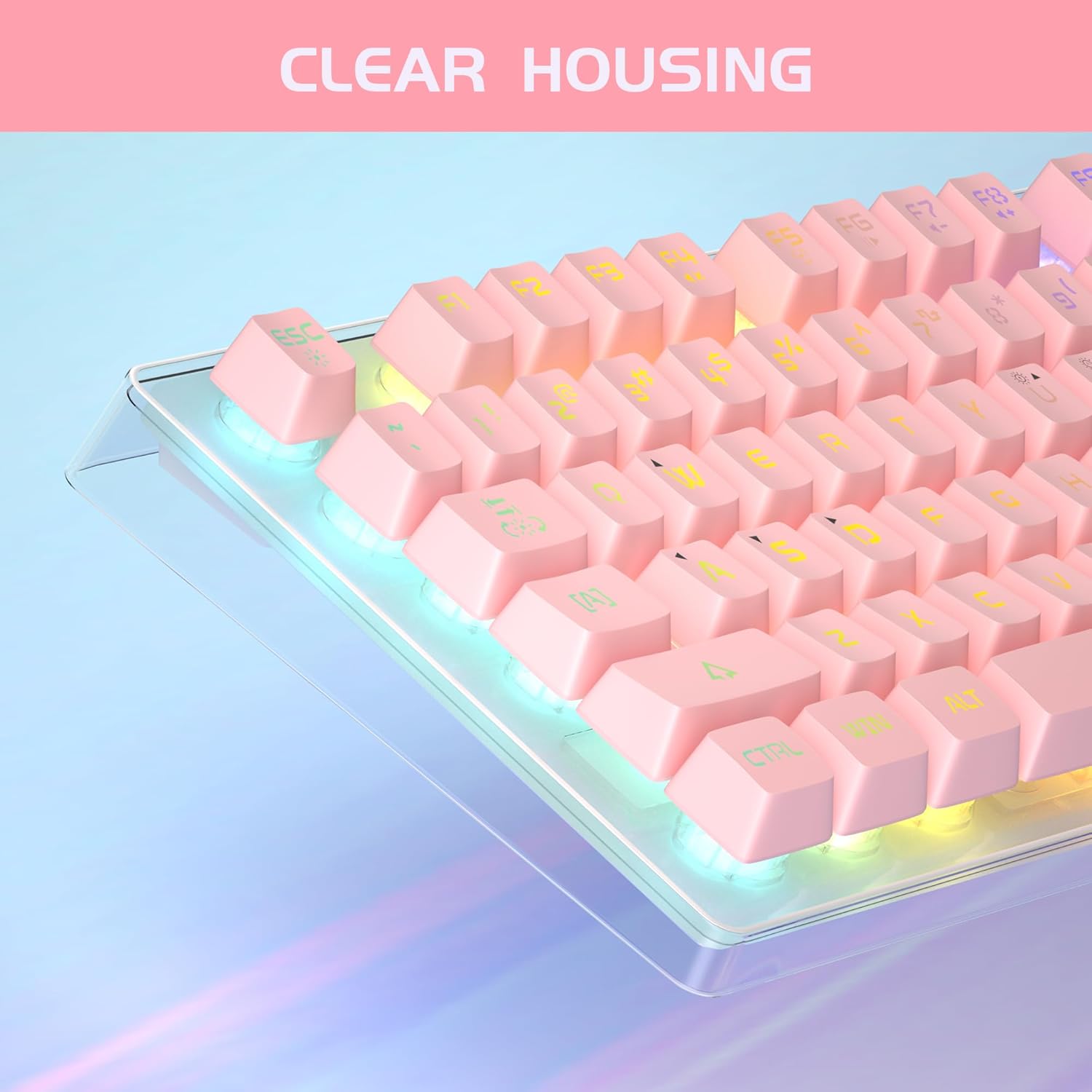 Thumbnail 1 de Gaming Keyboard and Mouse Combo K1 RGB LED Backlit 104-Key (Pink)