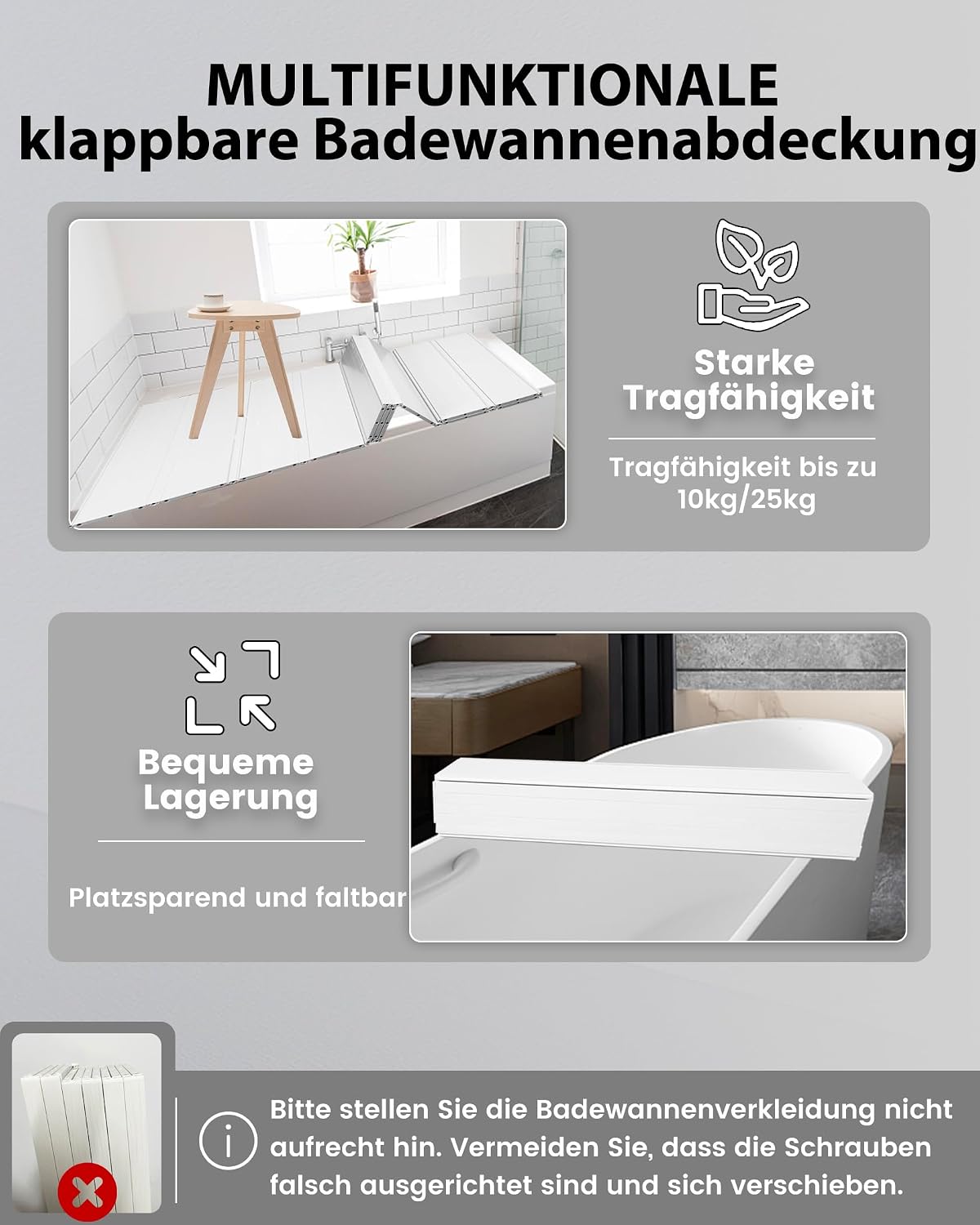 Thumbnail 4 de Ezcasch Badewannenabdeckung 80x180 cm 10 kg Belastung