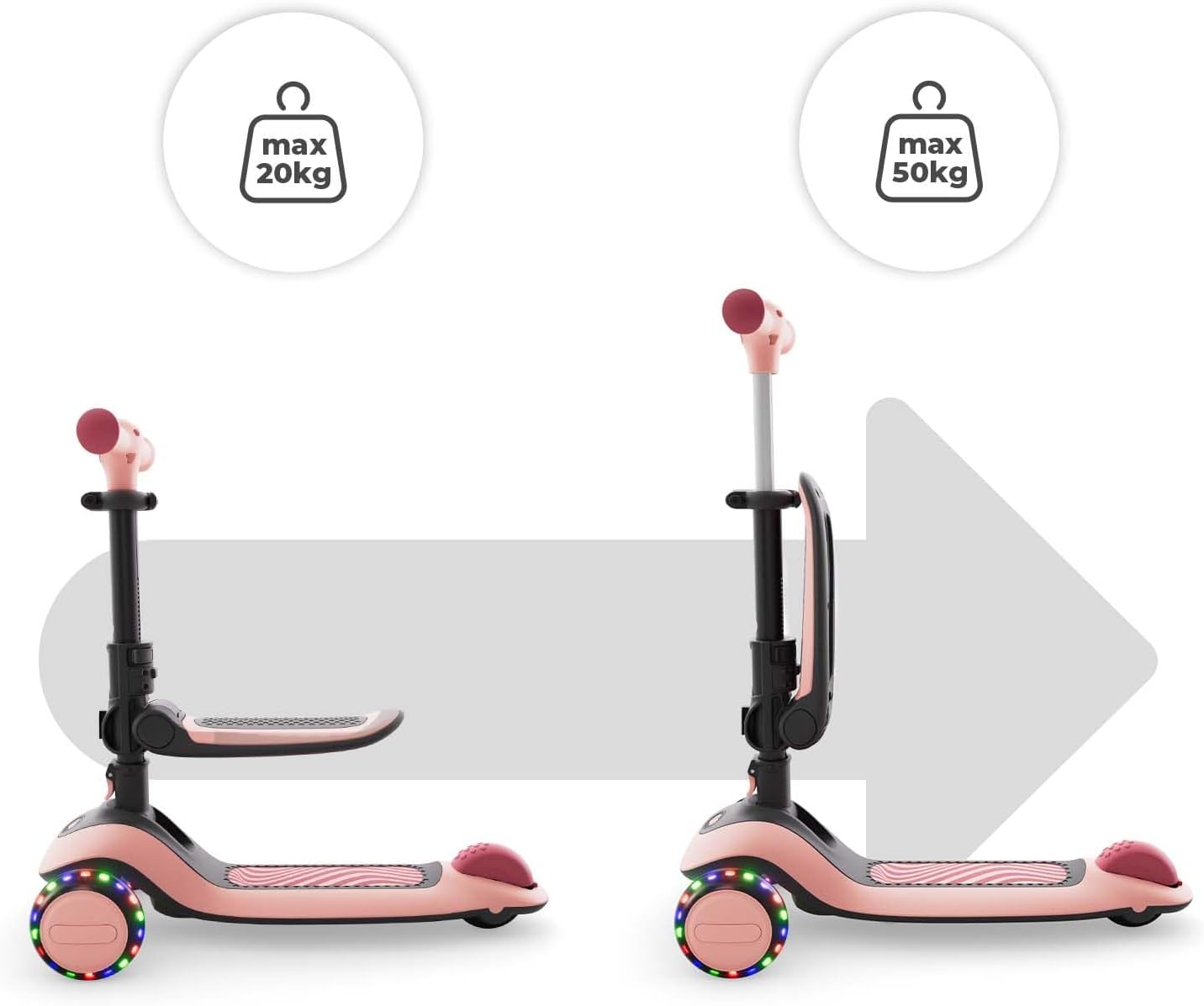 Detalle de Kinderkraft Halley 2 Trottinette 2 en 1 – Siège réglable et guidon adaptable