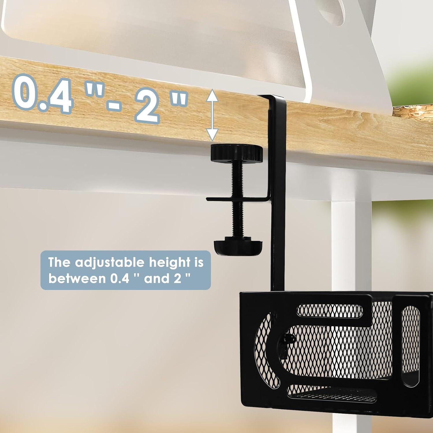 Detalle de Mzmaxy 64 cm Metal Under-Desk Cable Management Tray with Desk Clamp