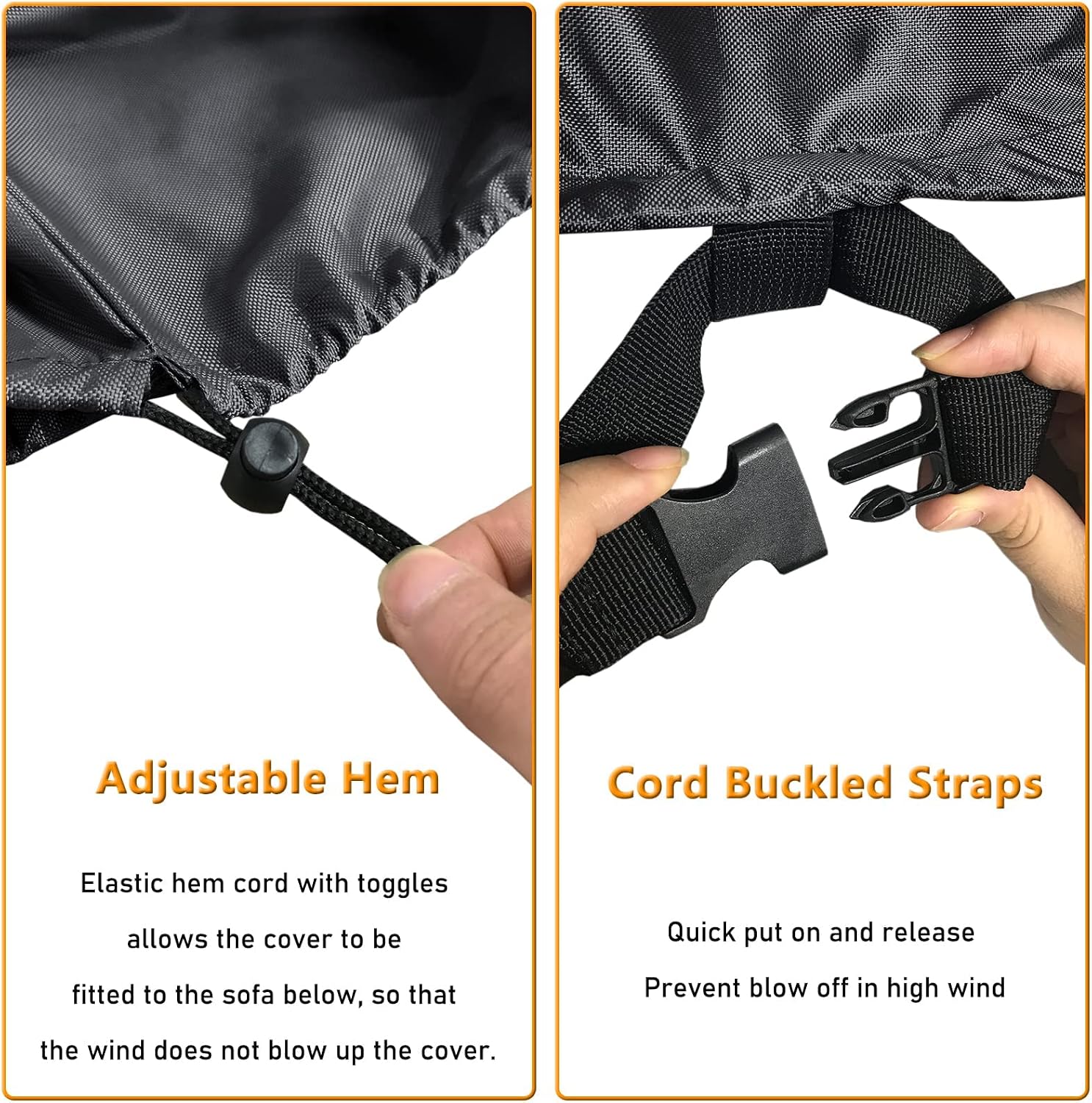 Detalle de STARTWO Black-X-Large 4-Piece Patio Furniture Cover Set, Waterproof Oxford