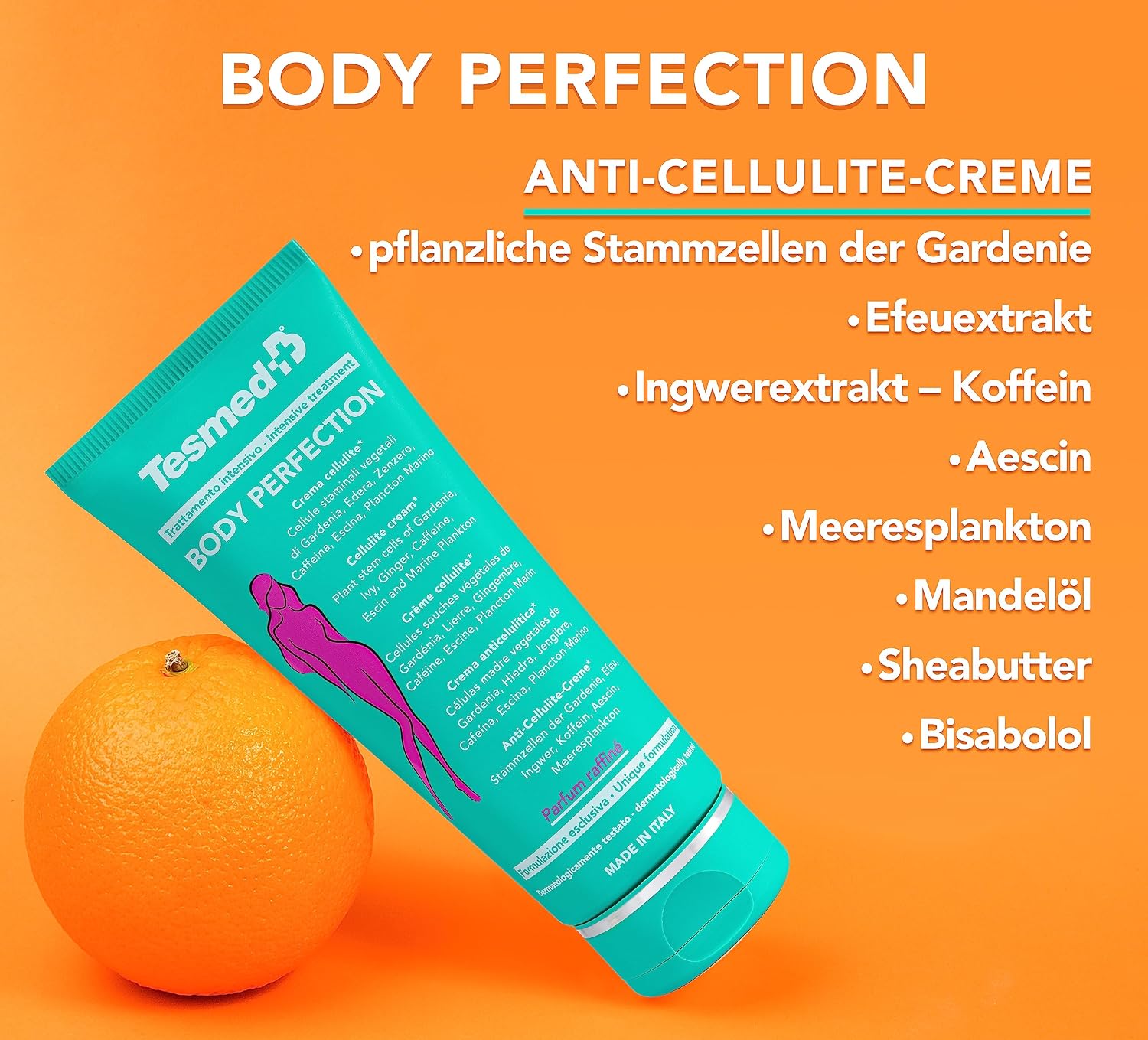 Detalle de Tesmed Body Perfection: Körper- und Anti-Cellulite Creme mit Kühlwirkung und Duft