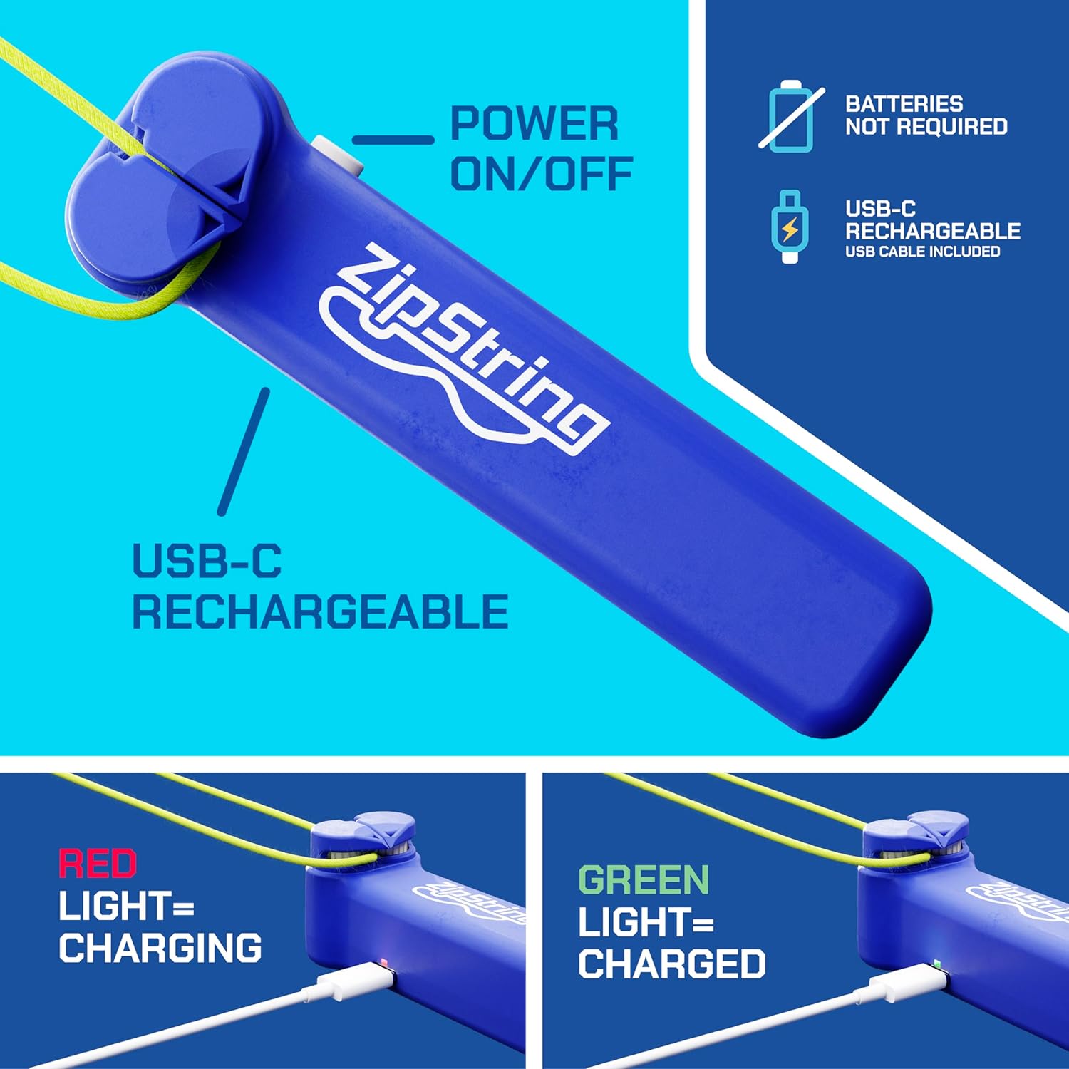 Thumbnail 6 de ZipString Original Classic Rope Launcher Toy (Bold Blue) — As Seen on Shark Tank