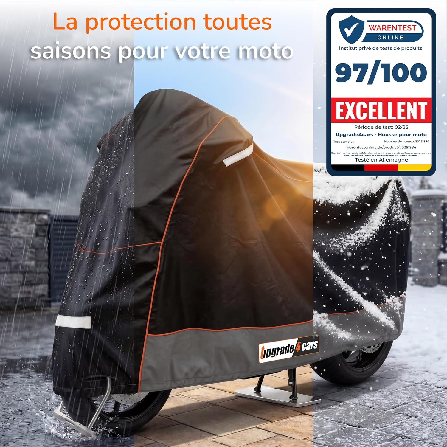Thumbnail 1 de Upgrade4cars Housse Moto Extérieur 210D imperméable avec fermeture à cadenas (taille XL 275×105×125 cm)