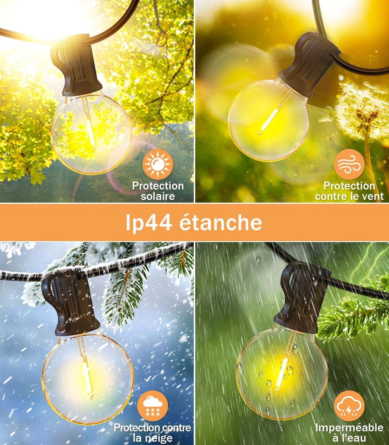 Thumbnail 4 de Guirlande lumineuse Guinguette Exterieur - 20M G40 LED Exterieure Ampoules | JEYMORKEY