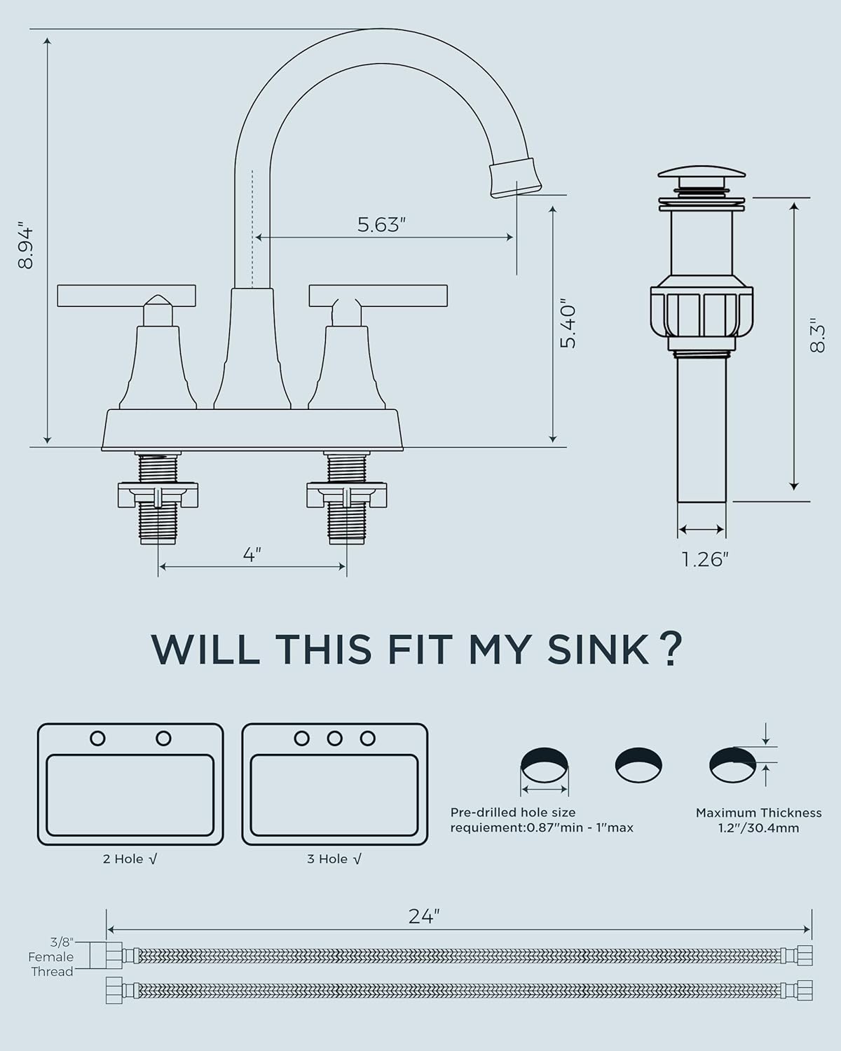 Thumbnail 4 de FORIOUS Bathroom Faucet 4 Inch Centerset 🚰
