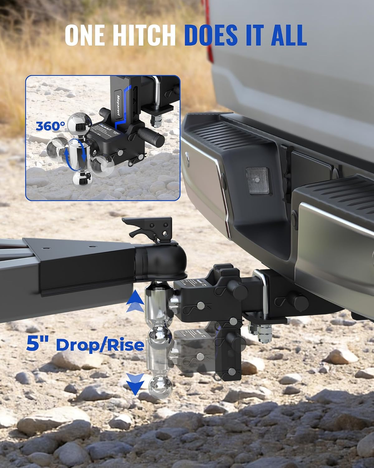 Detalle 1 de Mepareri Adjustable Trailer Hitch, 5-Inch Drop