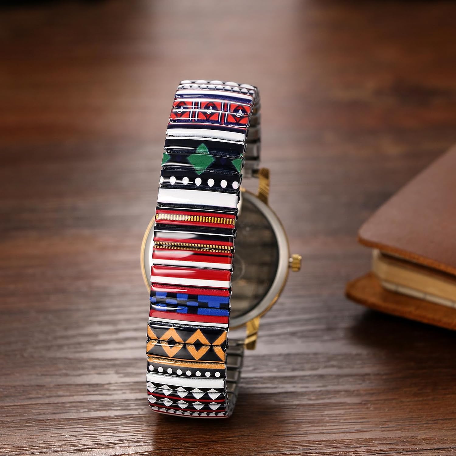 Thumbnail 2 de Avaner Damen-Armbanduhr im Boho-Stil mit elastischem Edelstahlband & großen arabischen Ziffern