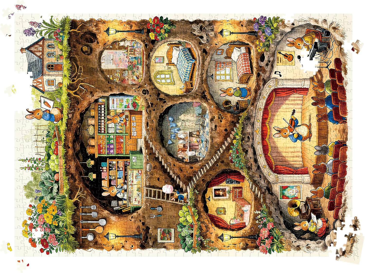Thumbnail 6 de HUADADA 1000-Piece Jigsaw Puzzle: Bunny Burrow Town — Stress Relief & Relaxation for Adults