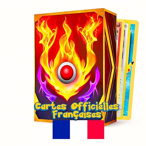 Detalle de Someja Lot de 30 Cartes Pokémon Officielles Françaises – 5 Brillantes Incluses, Sans Doublons, Boîte de Rangement PKM