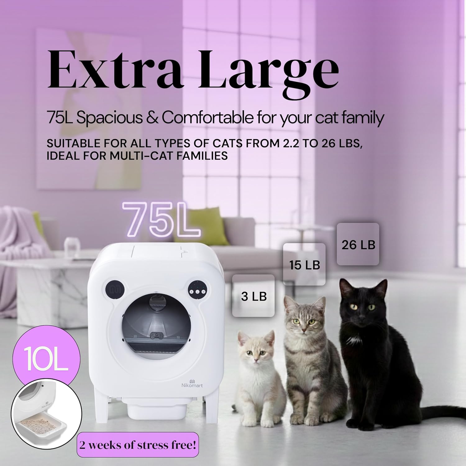 Thumbnail 2 de NIKOMART 75L Automatic Cat Litter Box
