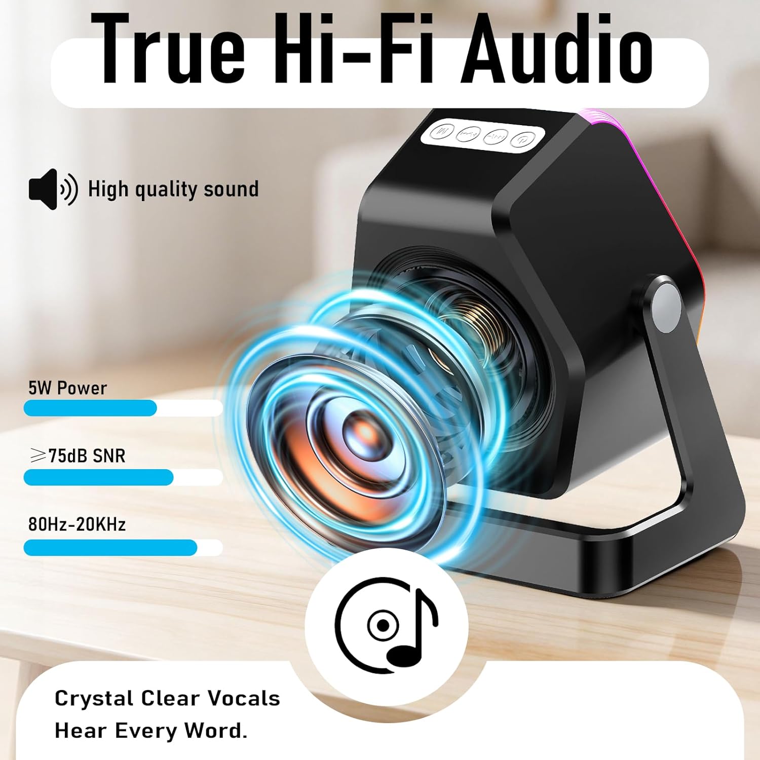 Thumbnail 2 de Hupoaf Wireless Induction Speaker: 5-in-1 Phone Speaker Amplifier with RGB Light and Adjustable Stand