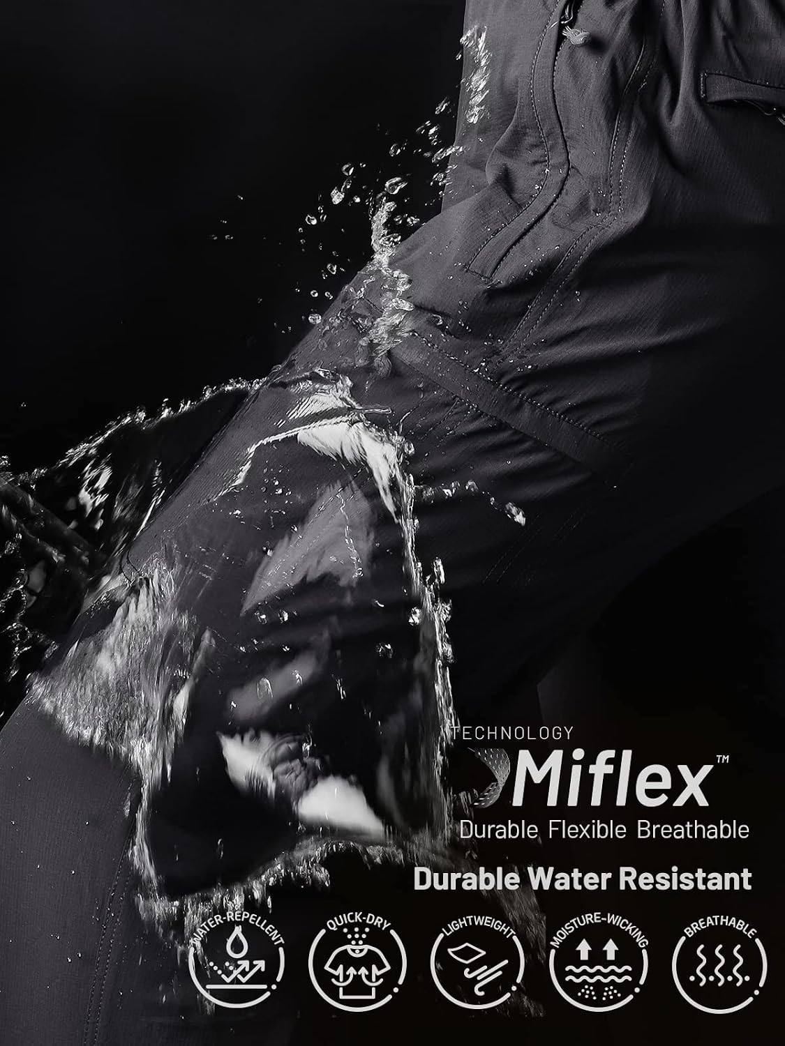 Detalle de MIER Women's Quick Dry Cargo Pants – Lightweight, Stretchy, Water-Resistant Hiking Trousers