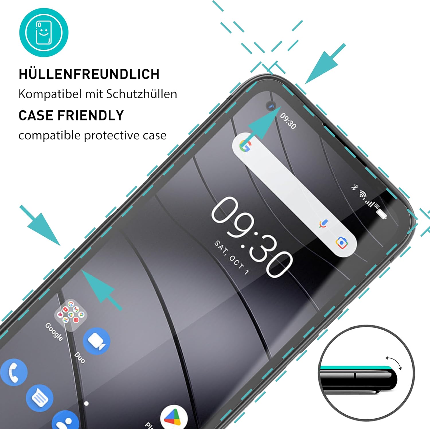 Detalle 2 de SmarTect Glass Screen Protectors for Gigaset GX6, 3-Pack, 0.3 mm 9H Glass