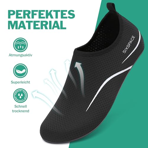 Detalle de Sixspace Badeschuhe Damen & Herren Wasserschuhe Schwarz, Größe 37 EU – flexibel, schnell trocknend