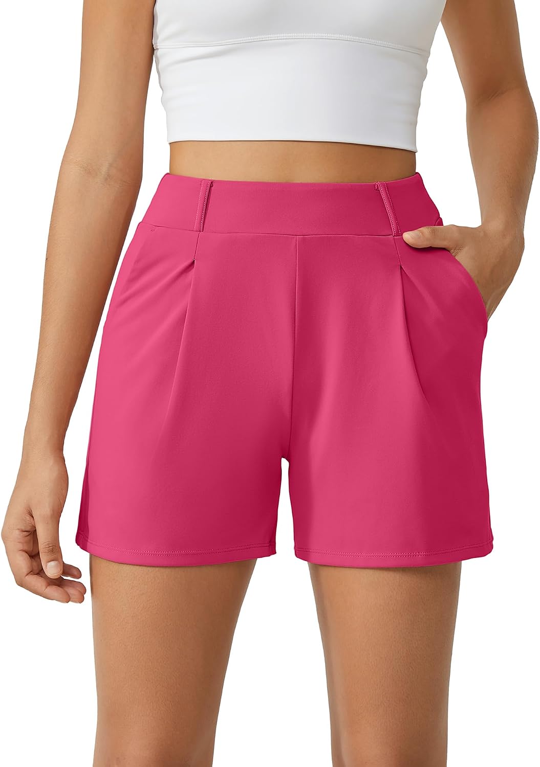 Thumbnail 5 de G4Free Damen Shorts mit Taschen – Hoch taillierte, weite Beinform Sporthose für Alltag und Freizeit