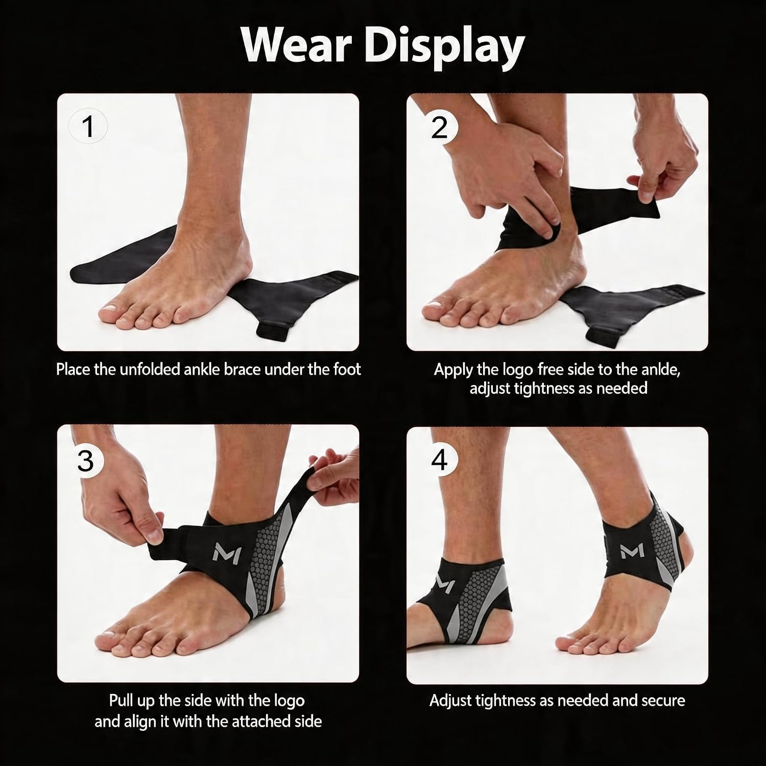 Detalle de Generic 2-Piece Ankle Braces, Adjustable Breathable Spandex, Grey