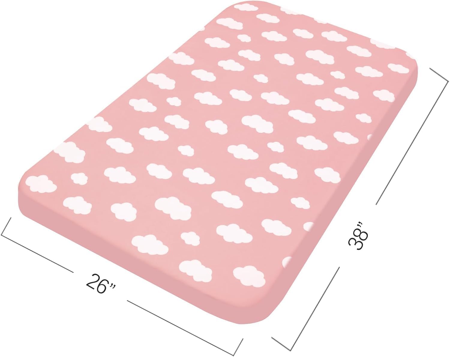 Thumbnail 4 de 4 Pack Fitted Travel Cot Sheets 95x65cm – Ultra Soft, Breathable Baby Crib Mattress Cover (Pink Cloud)