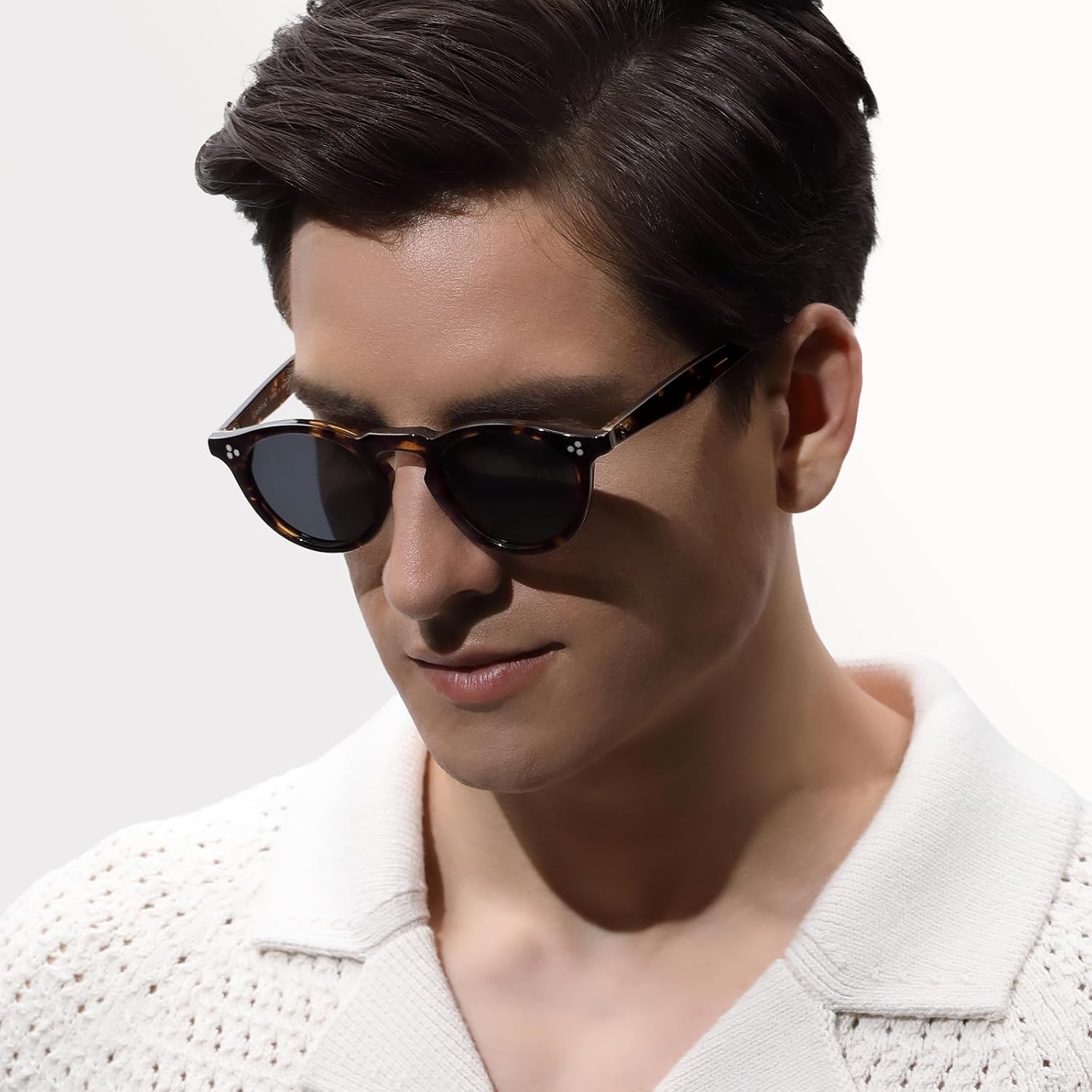Thumbnail 2 de CARFIA Retro Polarised Round Sunglasses CA2306 – Handmade Italian Acetate for Small Faces
