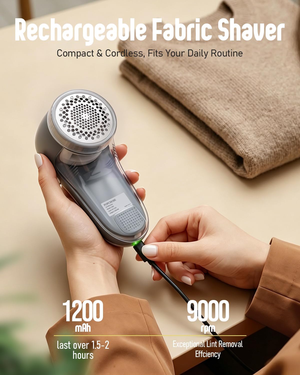 Detalle 2 de POPCHOSE Lint Remover Rechargeable 1x Fabric Shaver