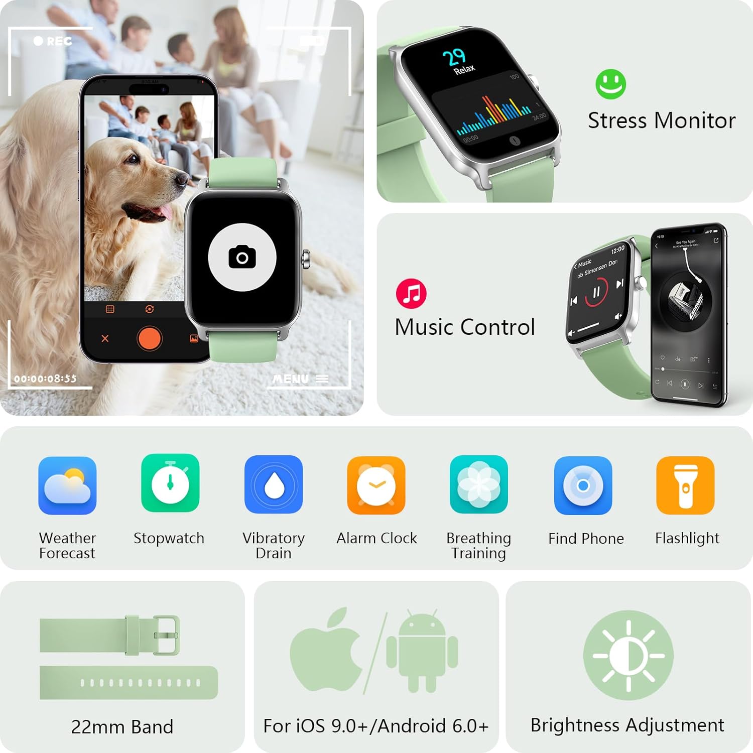 Thumbnail 3 de Yoever Smart Watch for Men & Women with Alexa Built-in, 1.8" HD Screen