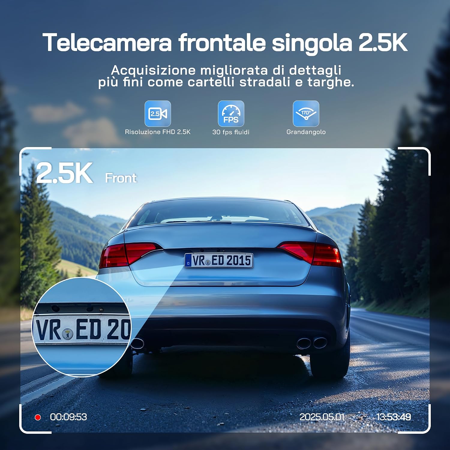 Detalle 2 de WOLFANG Dash Cam Auto 1440P 170°