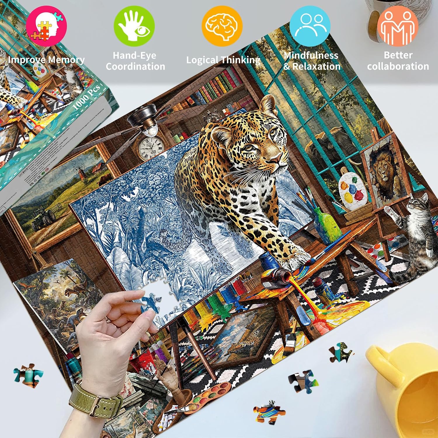 Detalle de HUADADA Mighty Leopard 1000-piece jigsaw puzzle 🧩