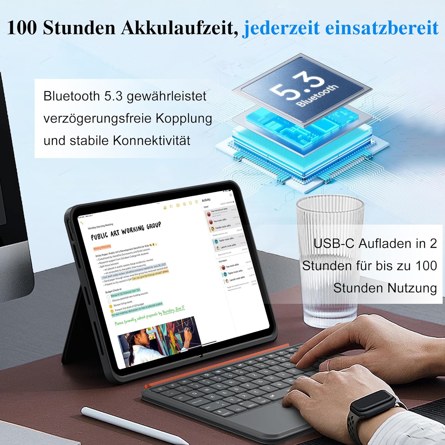 Thumbnail 2 de WIWU 3-in-1 Keyboard Hülle fürs iPad Pro 11 (M4/M5, 2024/2025) – magnetisch abnehmbar, Beleuchtete Tastatur mit Touchpad