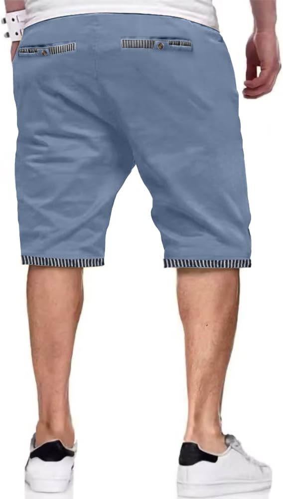 Detalle de ZOXOZ Mens Shorts Summer Casual Cotton with Drawstring Elastic Waist Pockets
