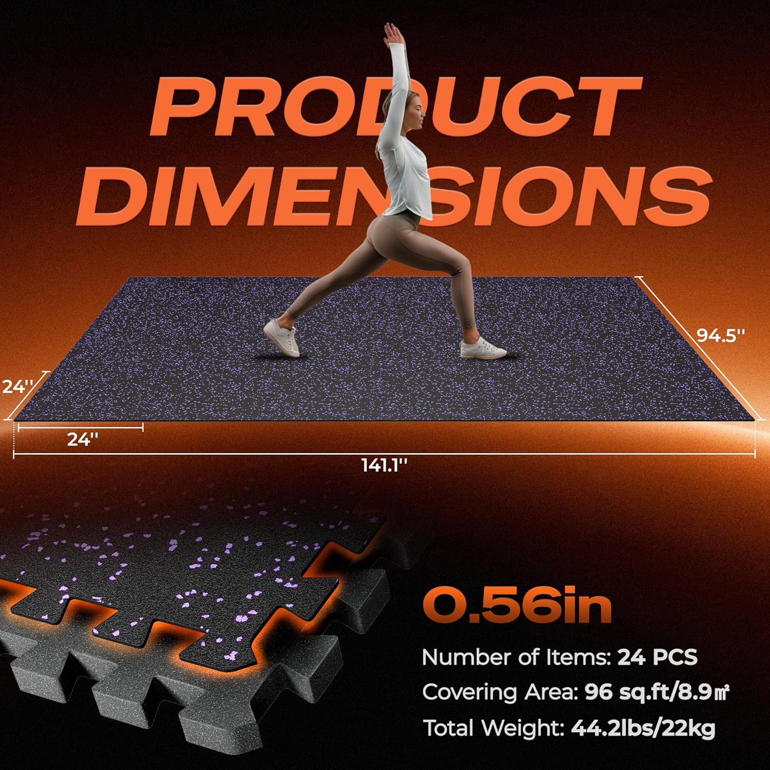 Thumbnail 6 de SUPERJARE 0.56'' Thick 24 Pcs Interlocking Rubber-Top Exercise Mats