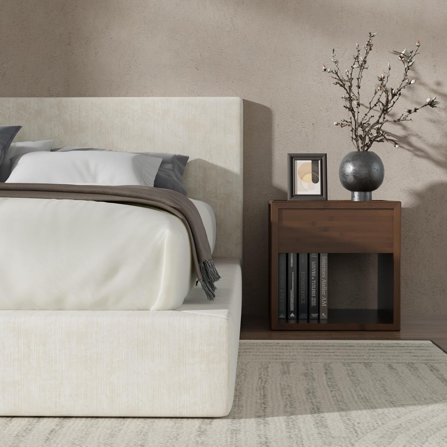 Thumbnail 6 de RECCI CWC-001 AirFrame King Upholstered Bed Frame with Chenille Headboard