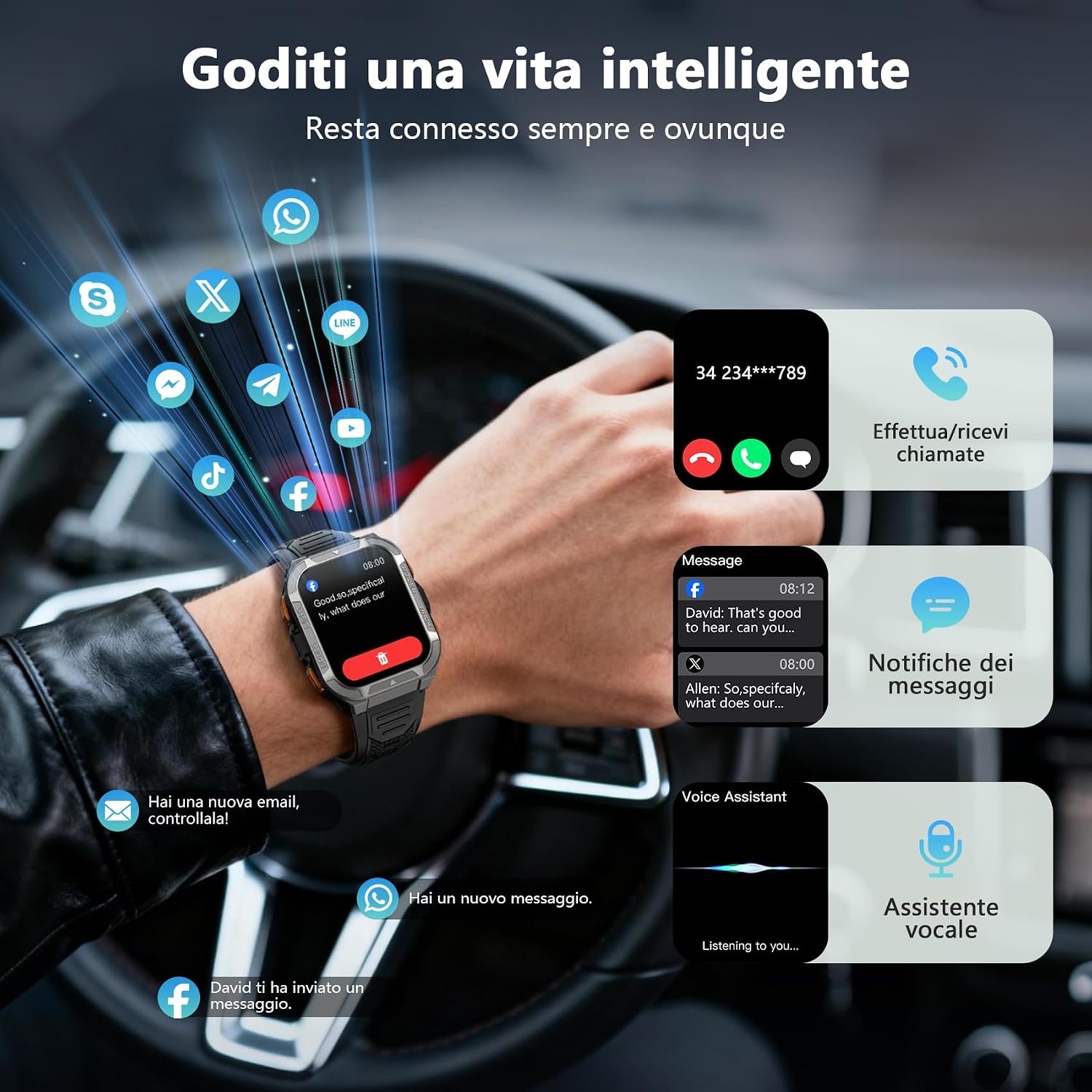 Detalle 2 de Blackview Smartwatch Uomo W80Pro: Orologio Smartwatch Militare con Chiamate Bluetooth e GPS