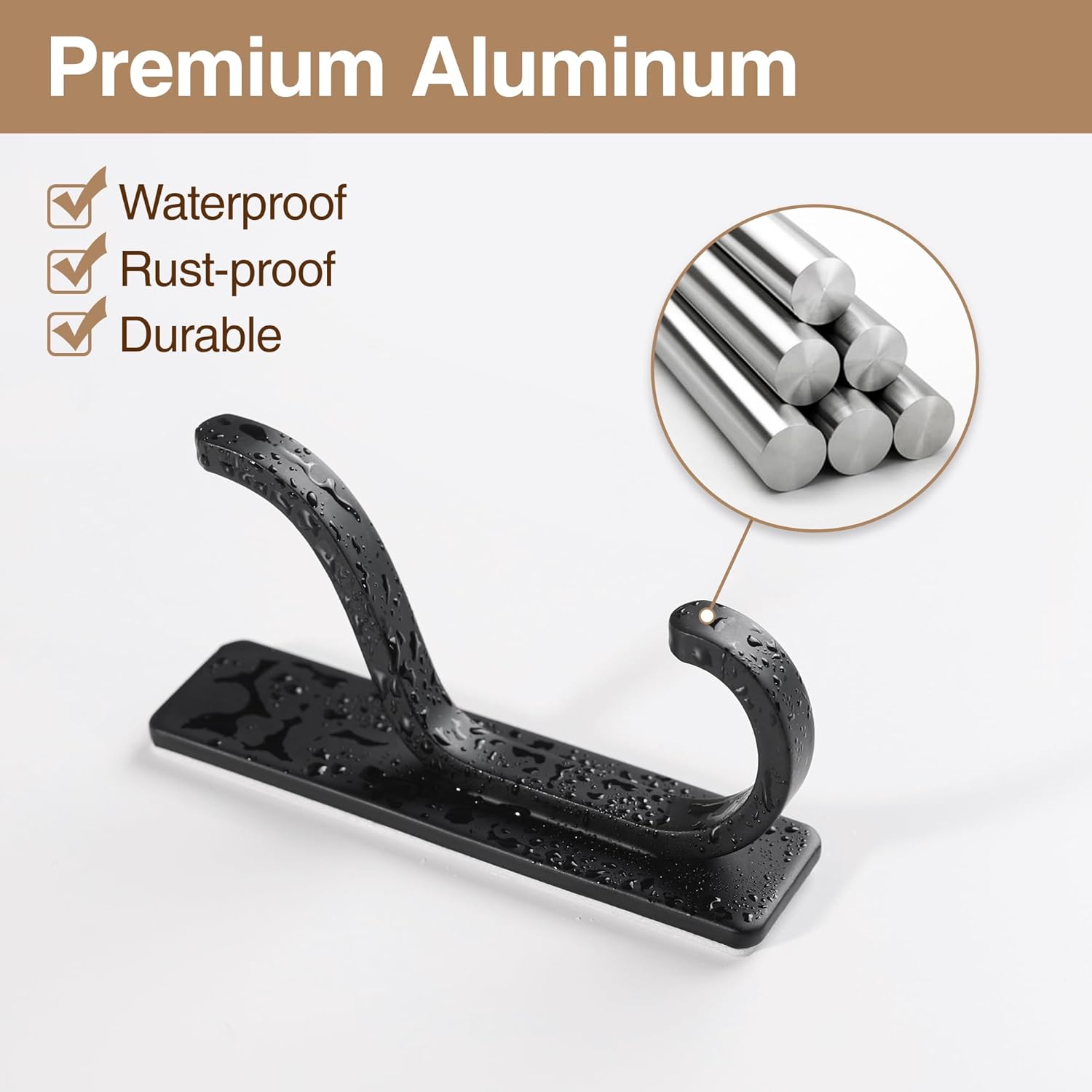 Detalle de Pickpiff Self Adhesive Hooks for Hanging: Heavy Duty 6kg – Stainless Steel, Black, 4 Pack