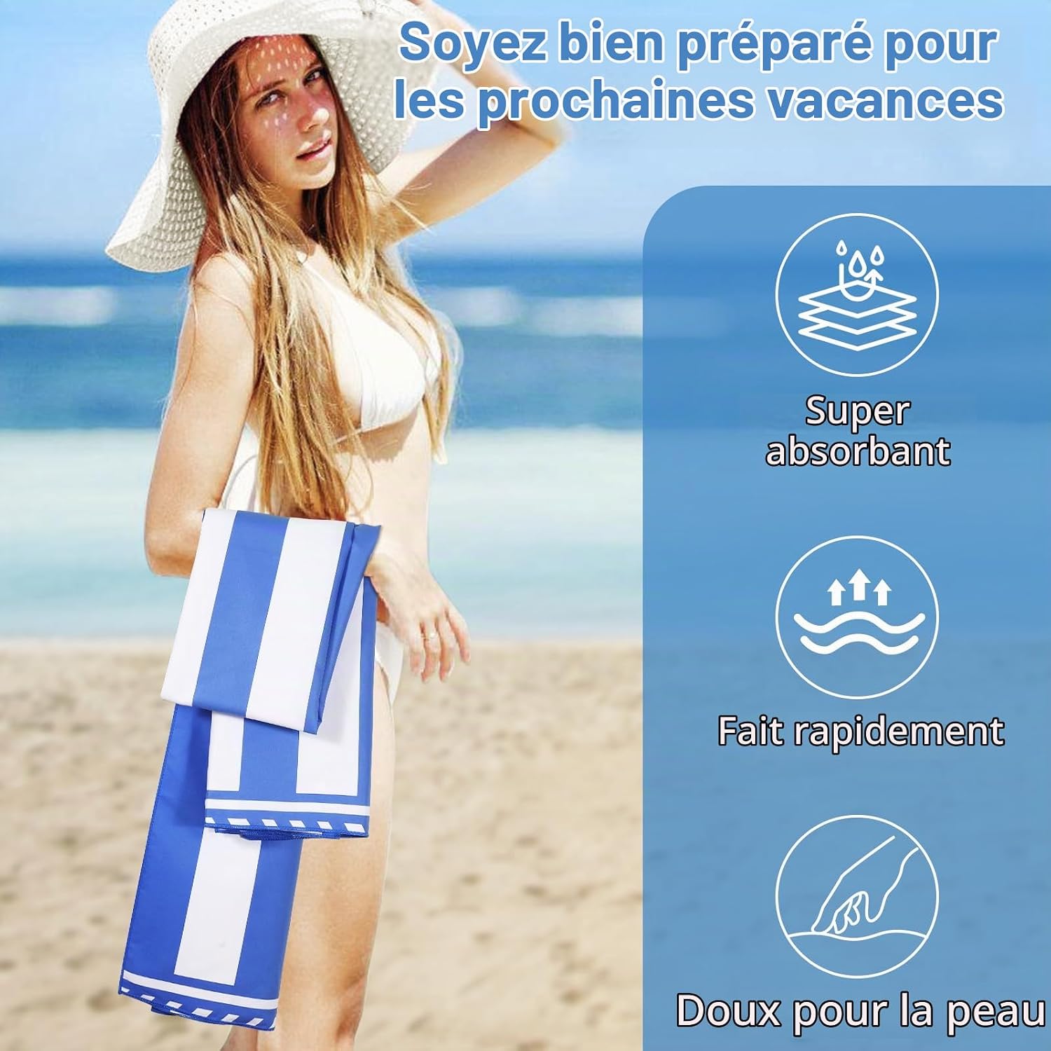 Detalle 2 de Vortix C0108-0234 set van 2 XXL-strandhanddoeken in microvezel, 90 × 180 cm
