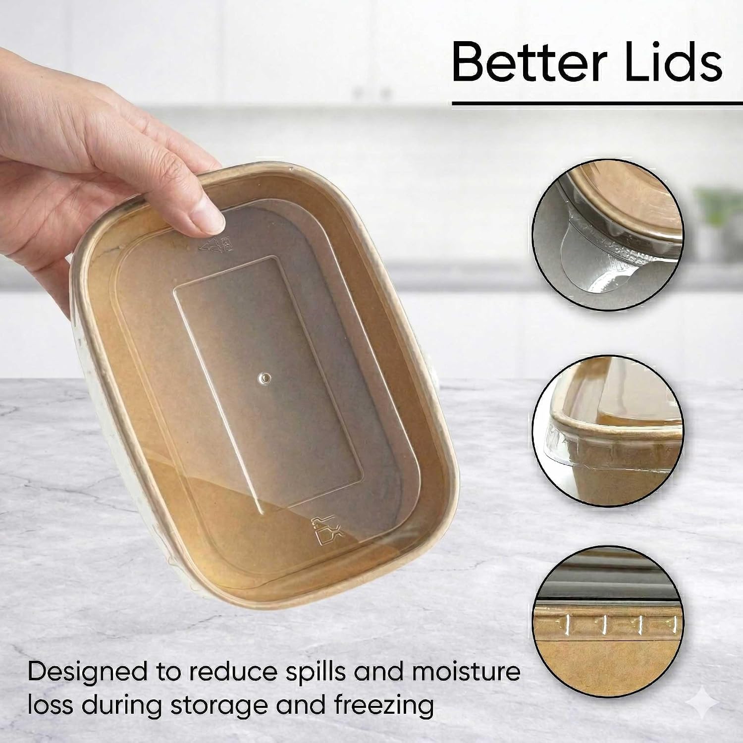 Thumbnail 1 de Leafiew 50 Pack 29Oz Disposable Meal Prep Containers with Lids – Microwave & Freezer Safe Kraft Paper Bowls