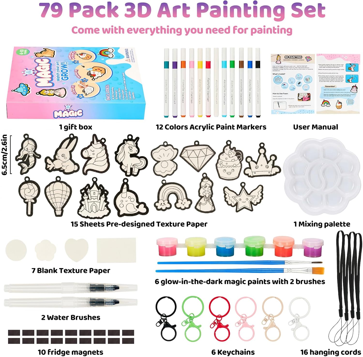 Thumbnail 3 de Bafeil Aqua Puffs 3D Art Kit for Girls – Magic Foam Texture Painting Set