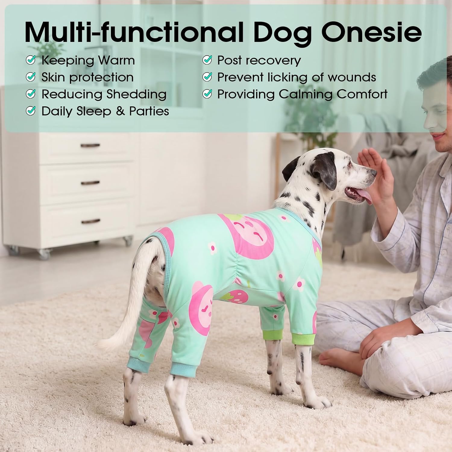 Detalle 1 de BRKURLEG Dog Recovery Suit, Green