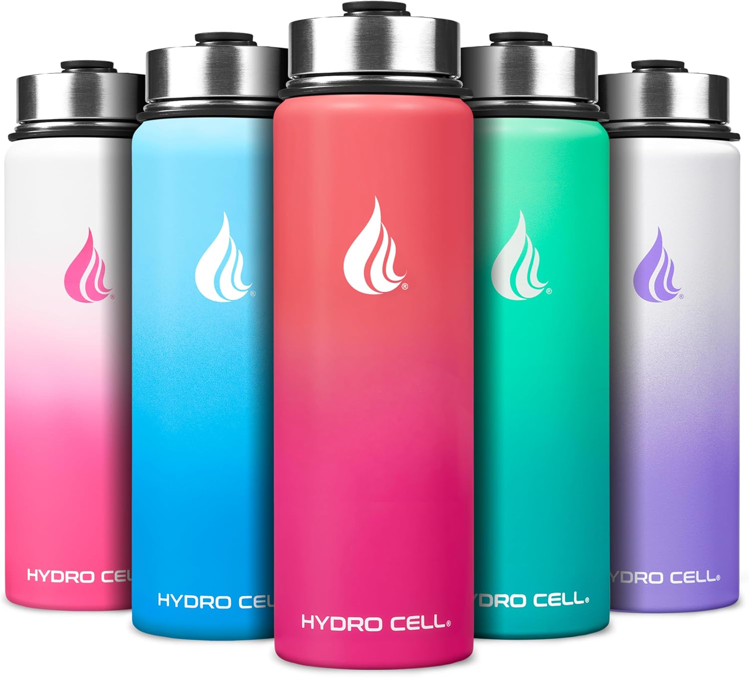 Detalle de HYDRO CELL 24oz Stainless Steel Insulated Water Bottle with Straw (Coral/Punch) – Cold & Hot Drinks