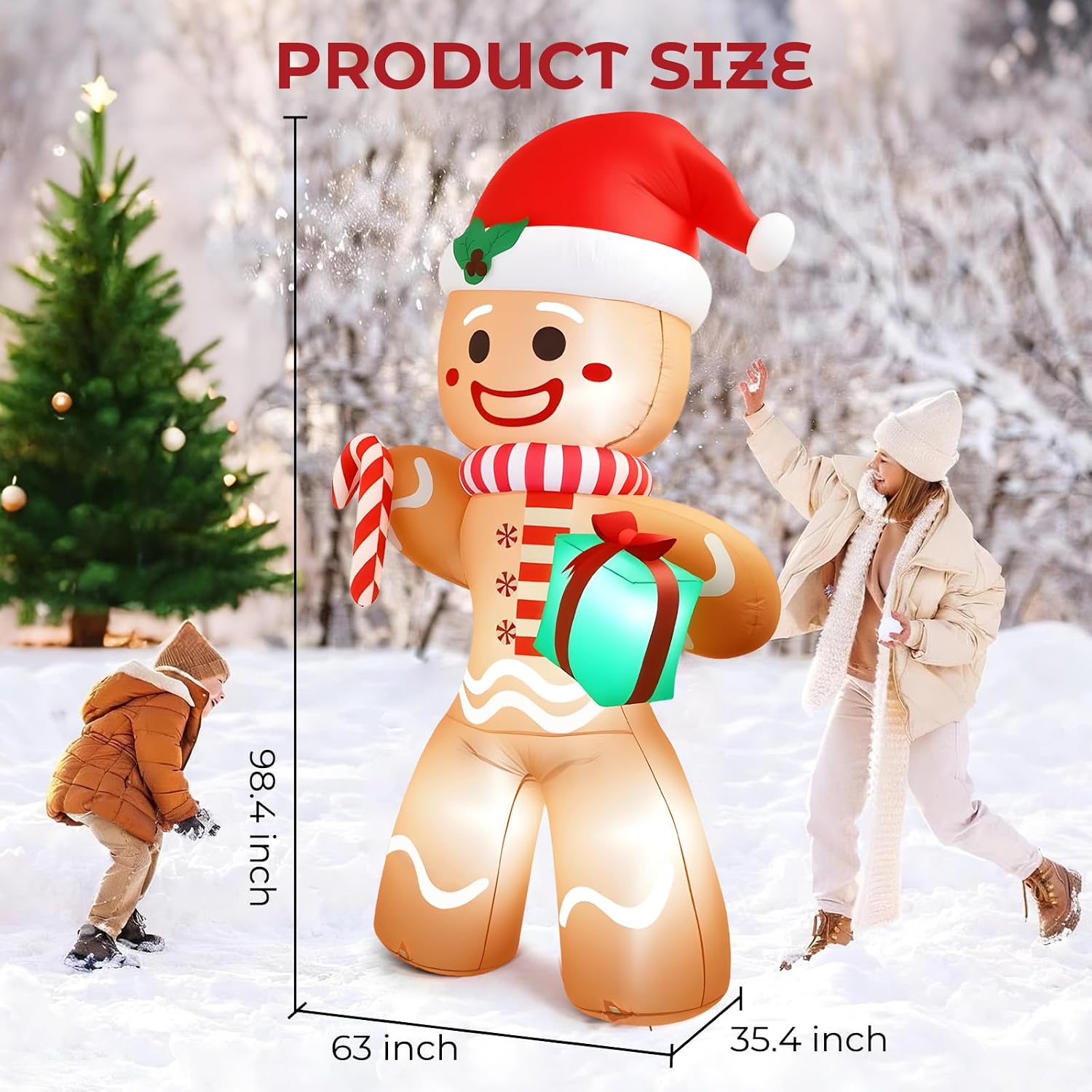 Thumbnail 6 de Partyotu 8FT Inflatable Gingerbread Man 🎄