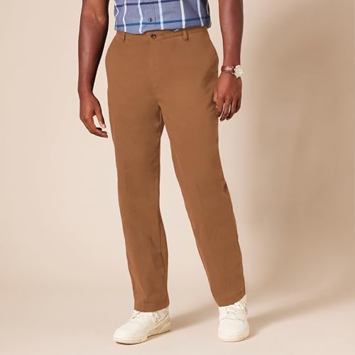 Detalle 2 de Amazon Essentials Men's Classic-Fit Wrinkle-Resistant Chino Trousers, Dark Khaki Brown, 40W/32L