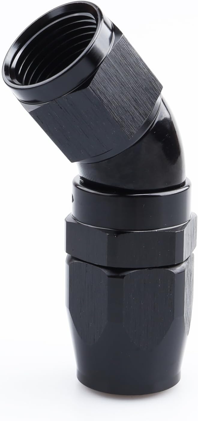 Detalle 2 de AC Performance -8 AN 45 Degree Swivel One Piece Full Flow Hose End Fitting, Black Aluminum
