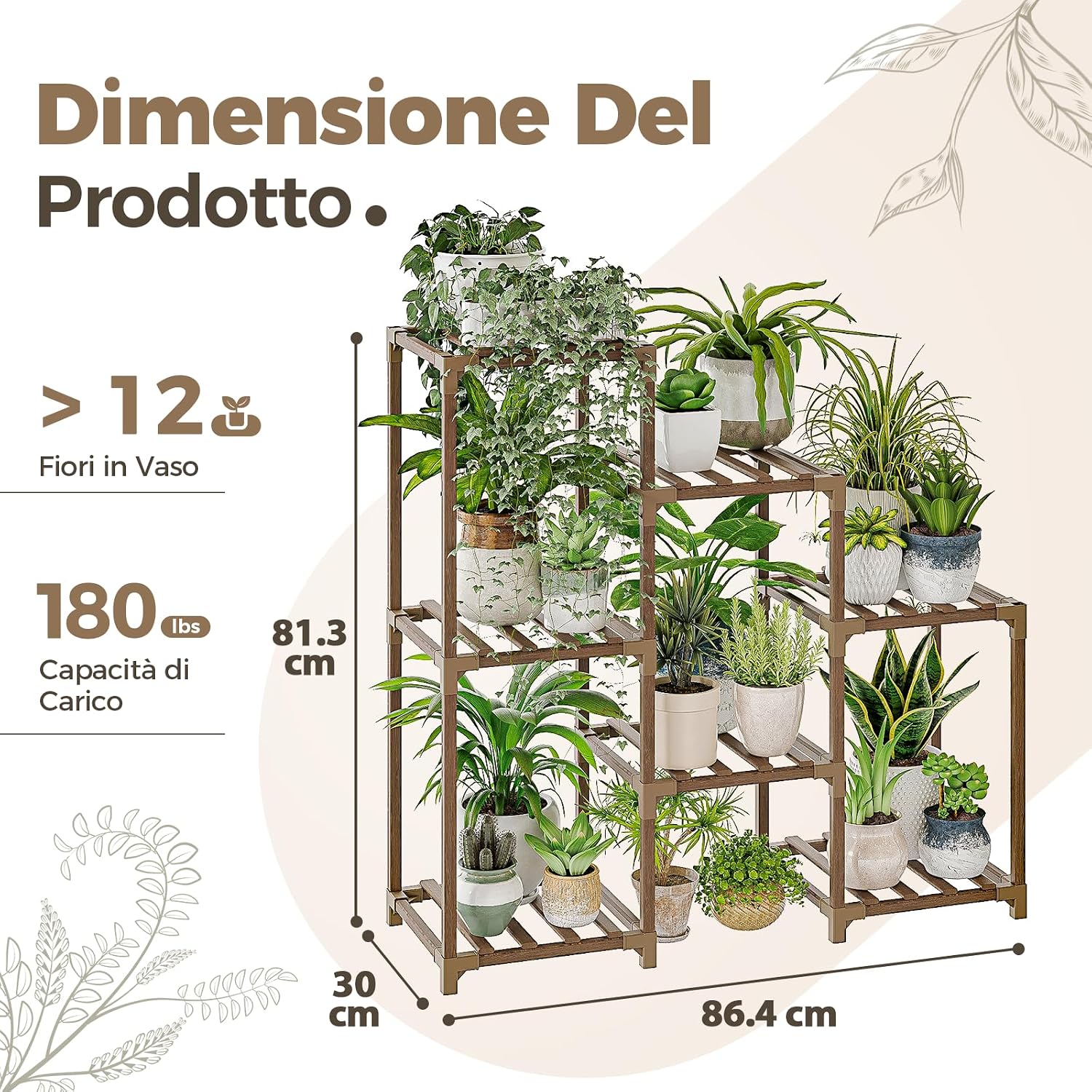 Thumbnail 3 de Supporto per piante da interno a più livelli, 3 ripiani