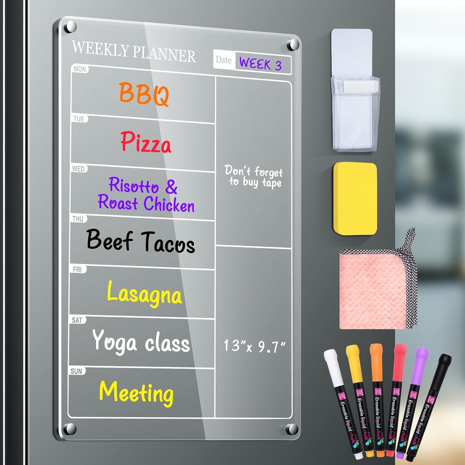 Magnetic Fridge Planner 13x9.7 weekly